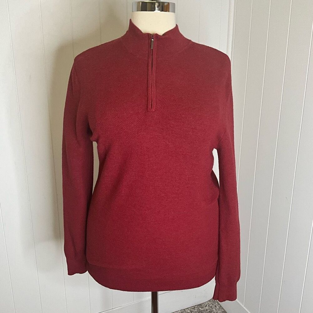 VTG 90s Liz Claiborne Performance Womens XL Red Pullover 1/4 Zip Thermal Jacket
